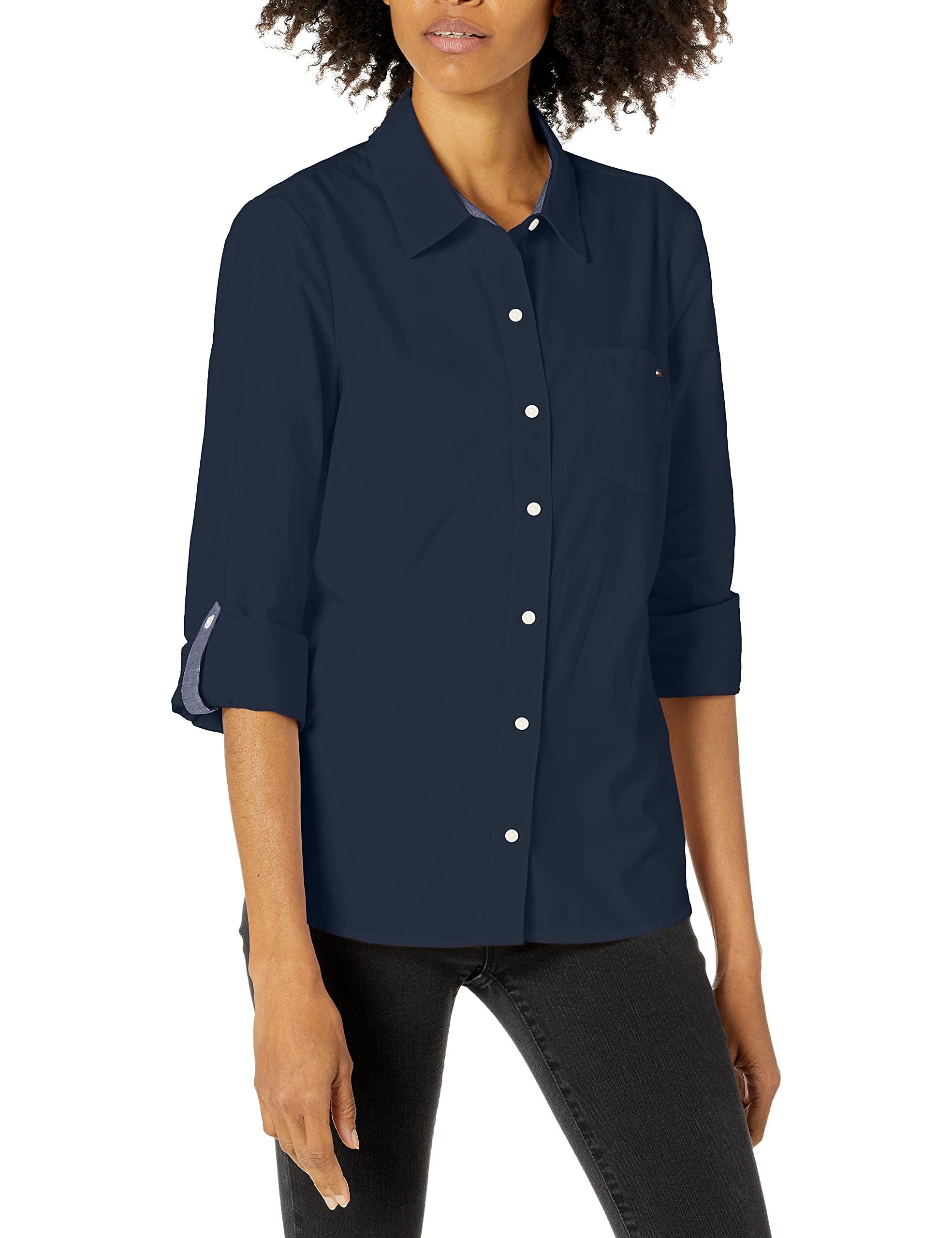 Tommy Hilfiger Roll Tab Button Down Shirt in Navy (Blue) - Save 77% | Lyst