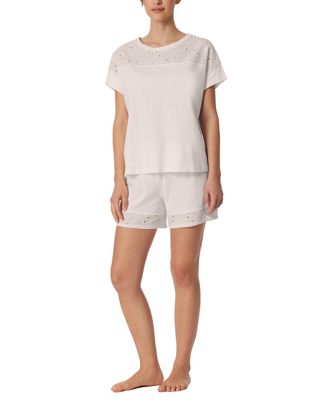 Schiesser Damen Schlafanzug Kurz – Baumwolle-Comfort Essentials, Weich & Bequem, Pyjama-Set