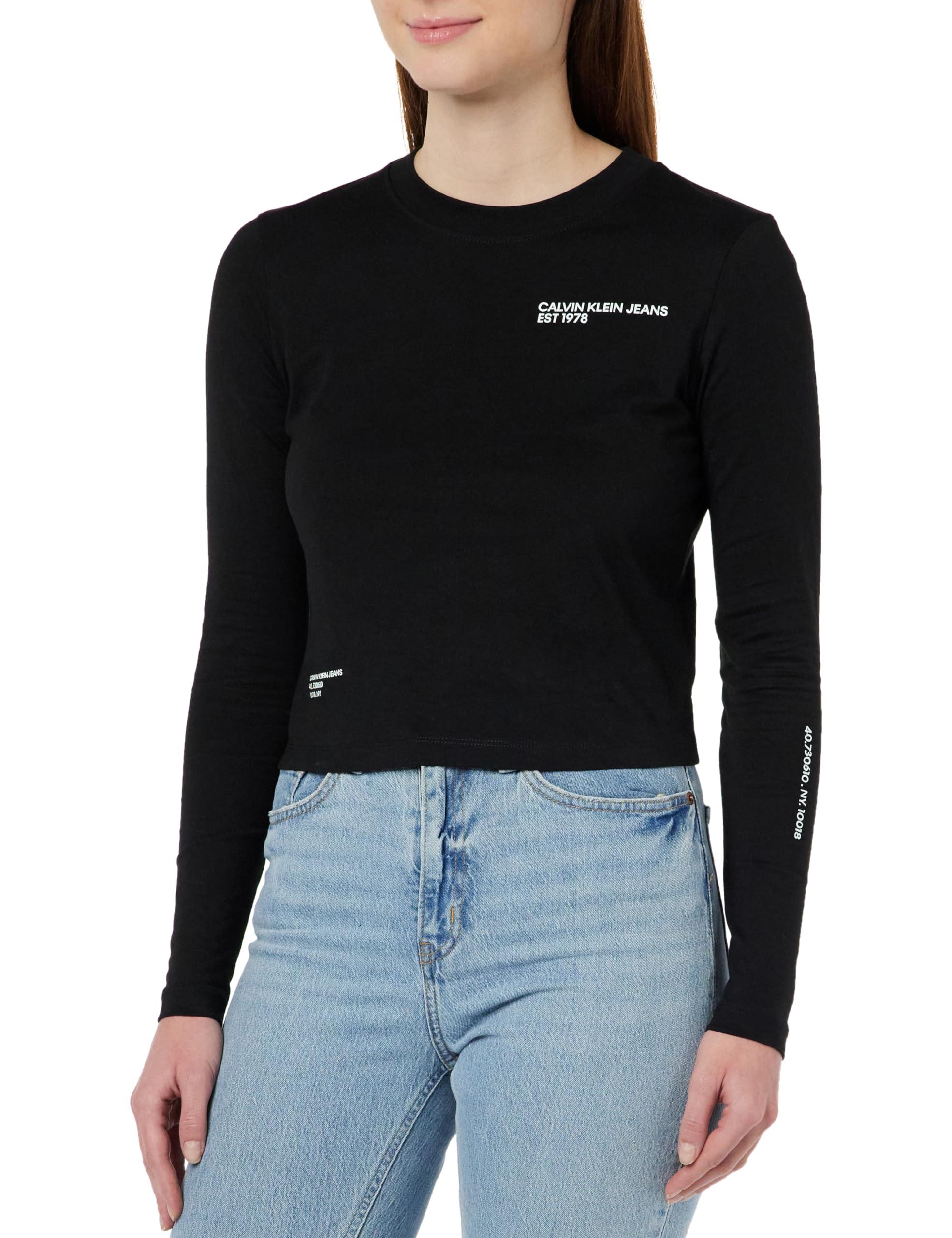 Calvin Klein Multi Placement Long Sleeve Tee L/s T-shirts Black | Lyst UK