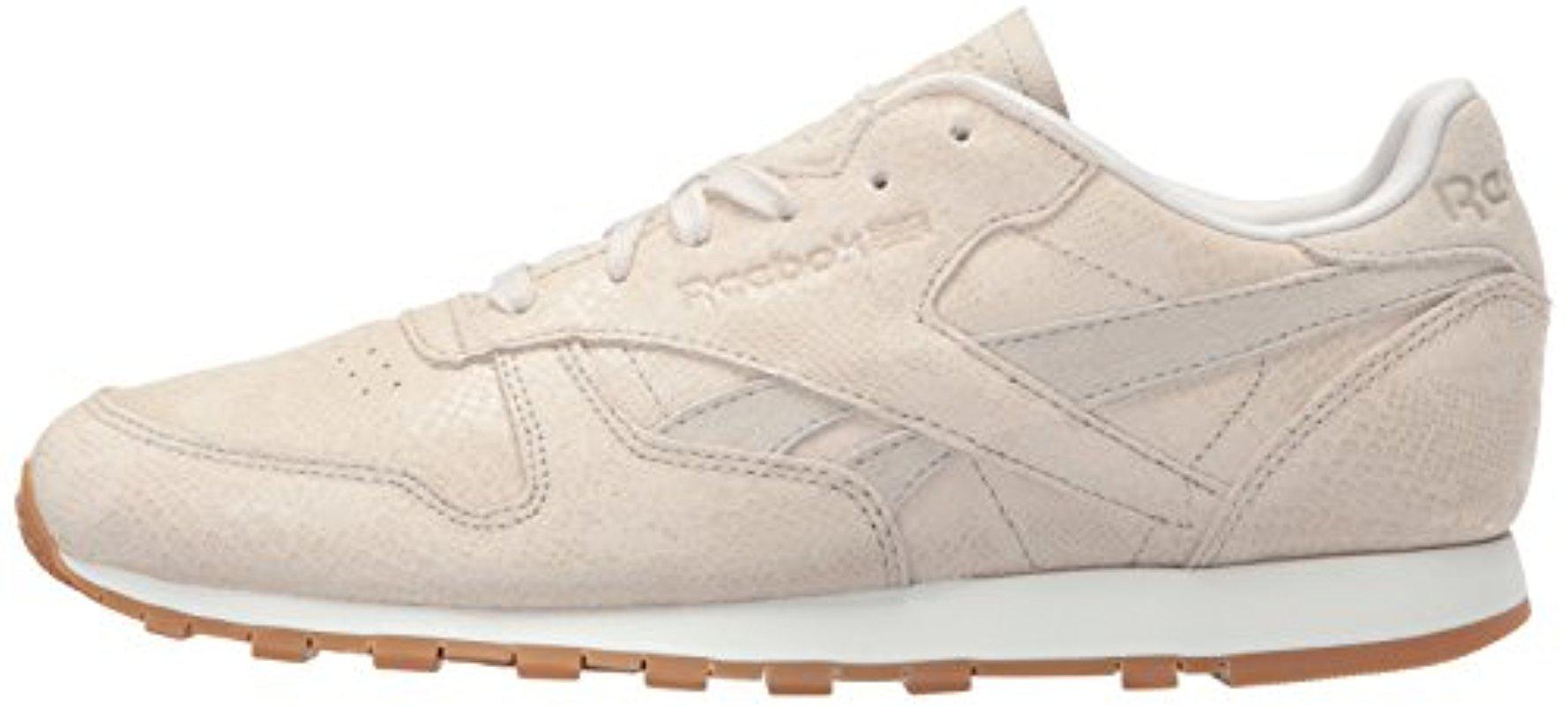 Reebok Leather Cl Lthr Clean Exotic Print Track Shoe in Cream (Natural) -  Lyst