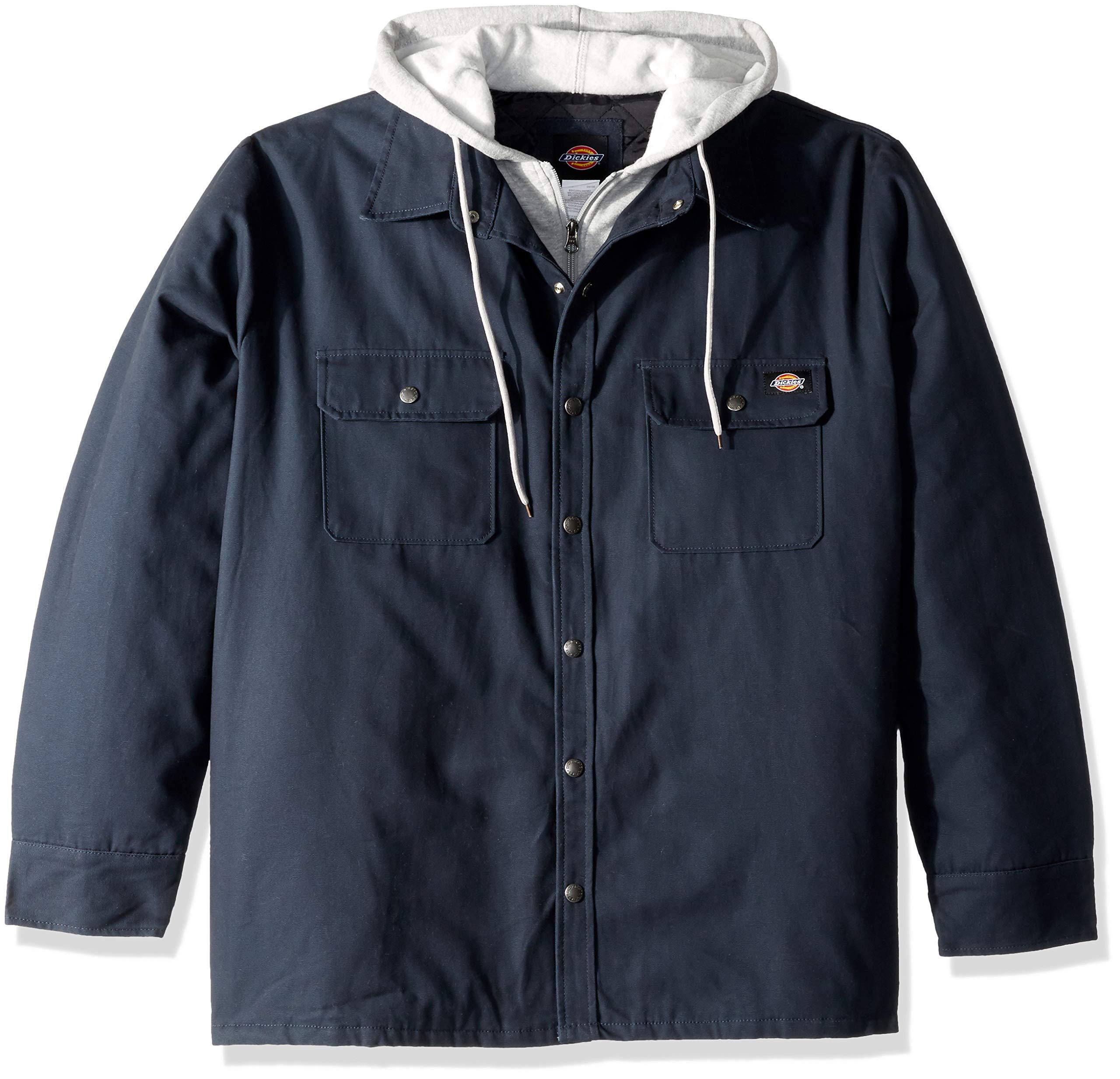 dickies men's relaxed fit hooded duck quilted shirt jacket big