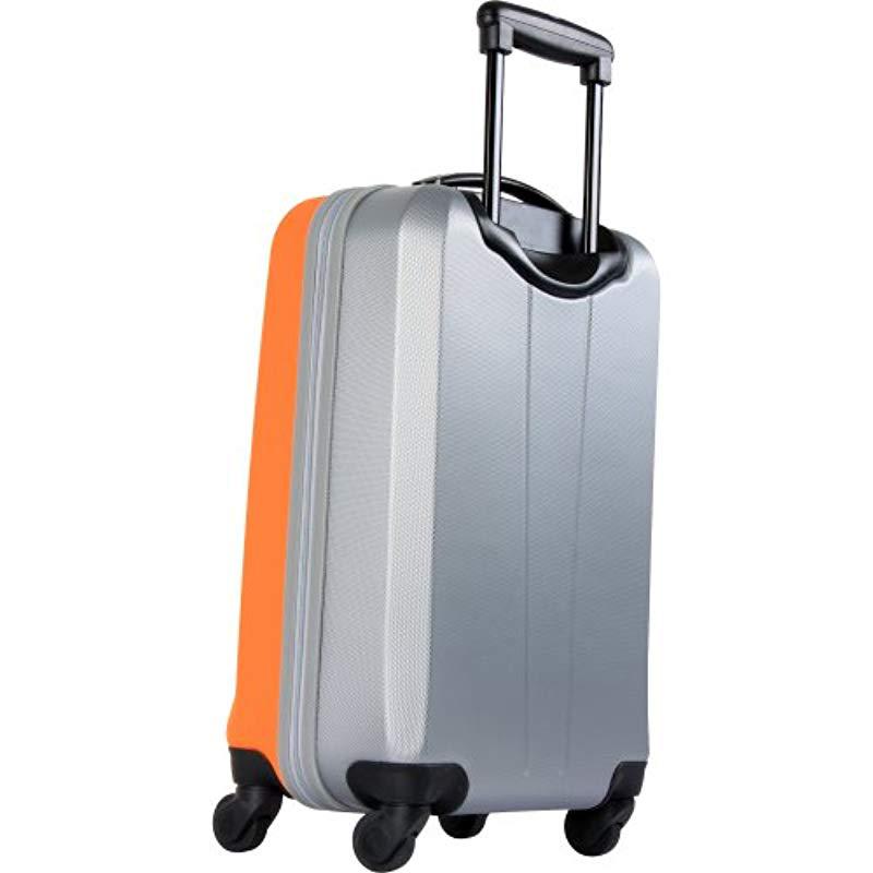 Nautica 3 Piece Hardside 4-wheeled Luggage Set in Orange/Silver 
