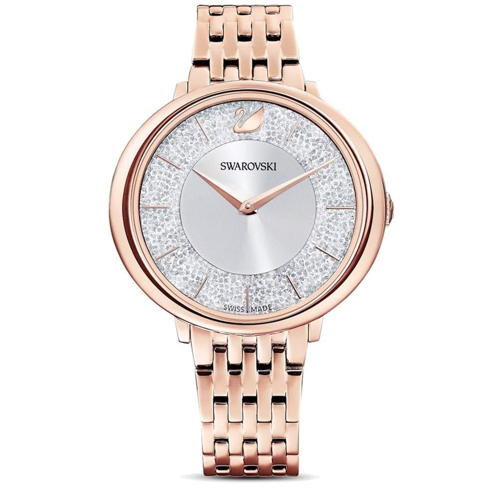 Swarovski Crystalline Glam Rose Gold Quartz Watch With Metal Strap 