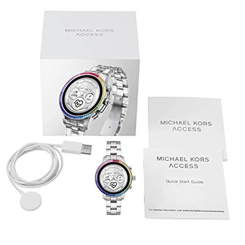 Michael Kors Access Runway Stainless Steel Touch-screen Smartwatch With  Plastic Strap, Clear, 18 (model: Mkt5065) in Silver (Metallic) - Lyst