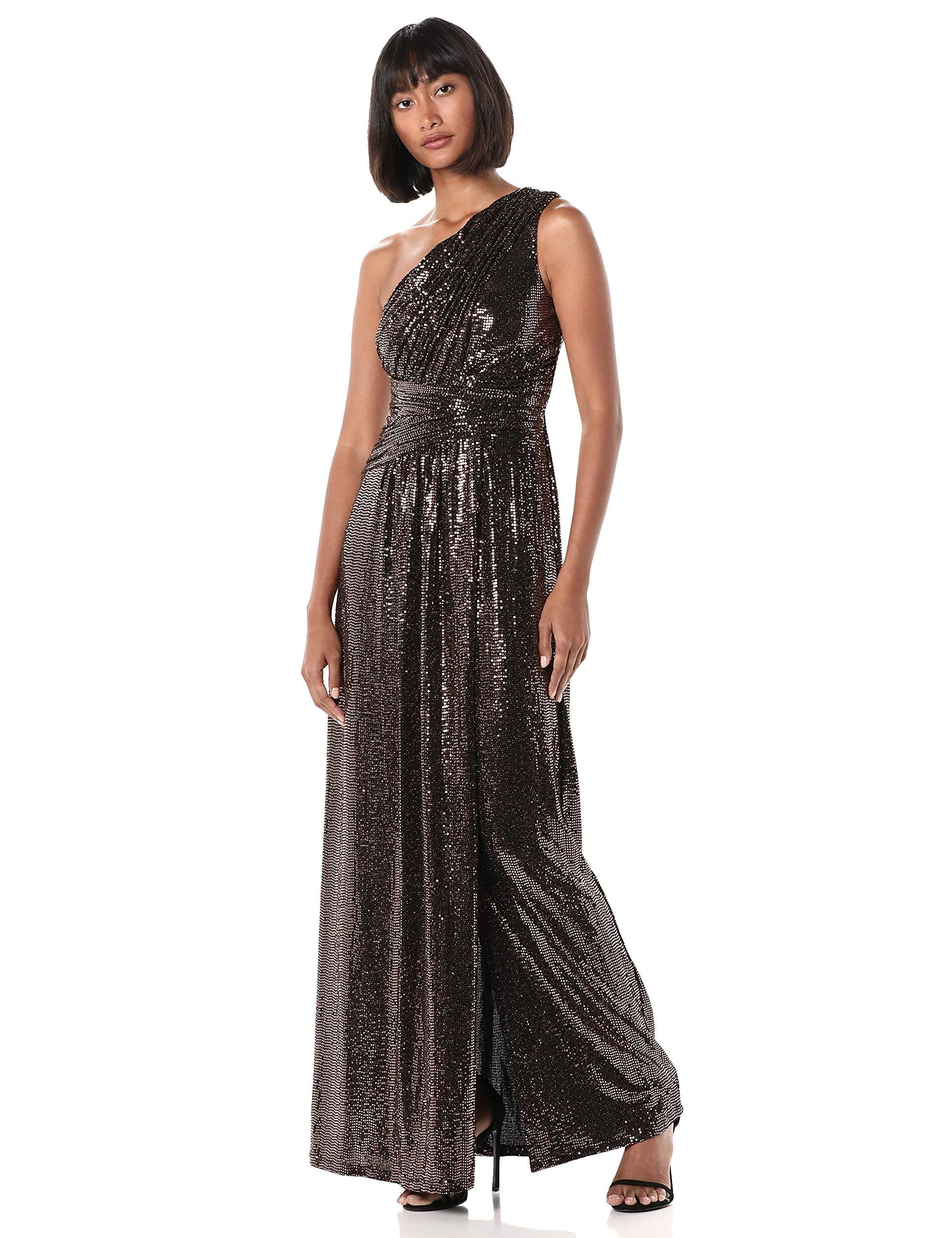 calvin klein black one shoulder dress