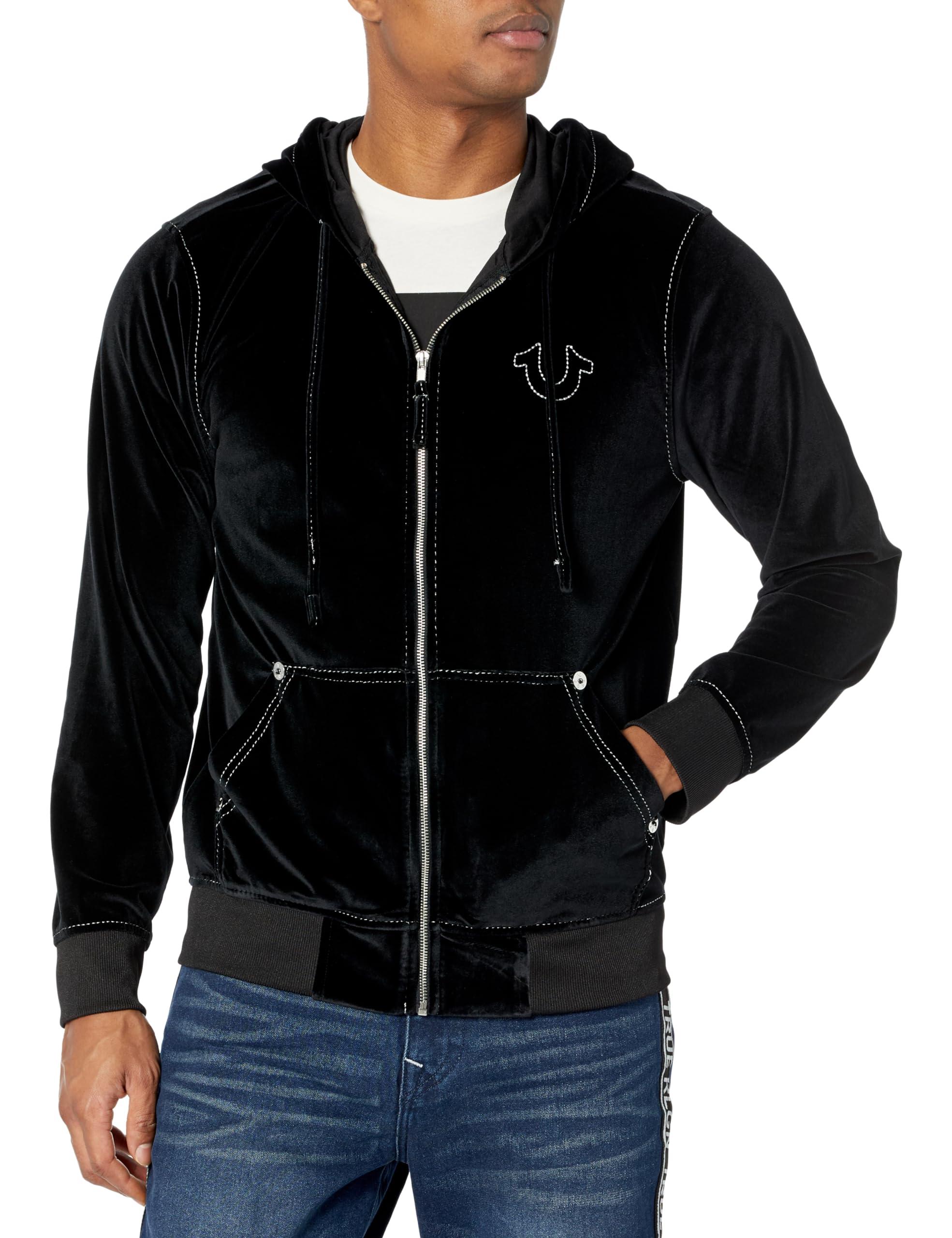 True Religion Velour Big T Zip Up Hoodie Hooded Sweatshirt in Black for Men  | Lyst