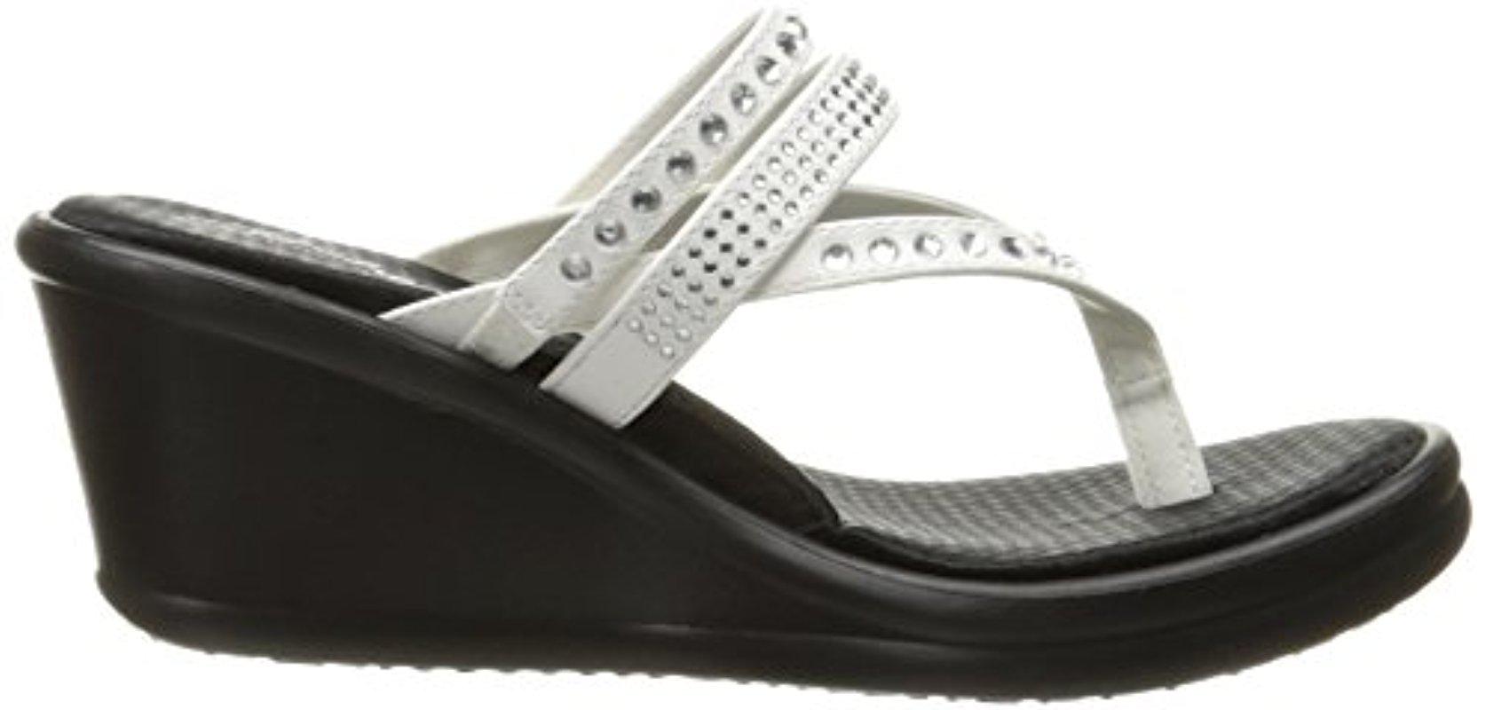 Skechers Cali Rumblers 38559 Wedge Flip Flop in White Lyst