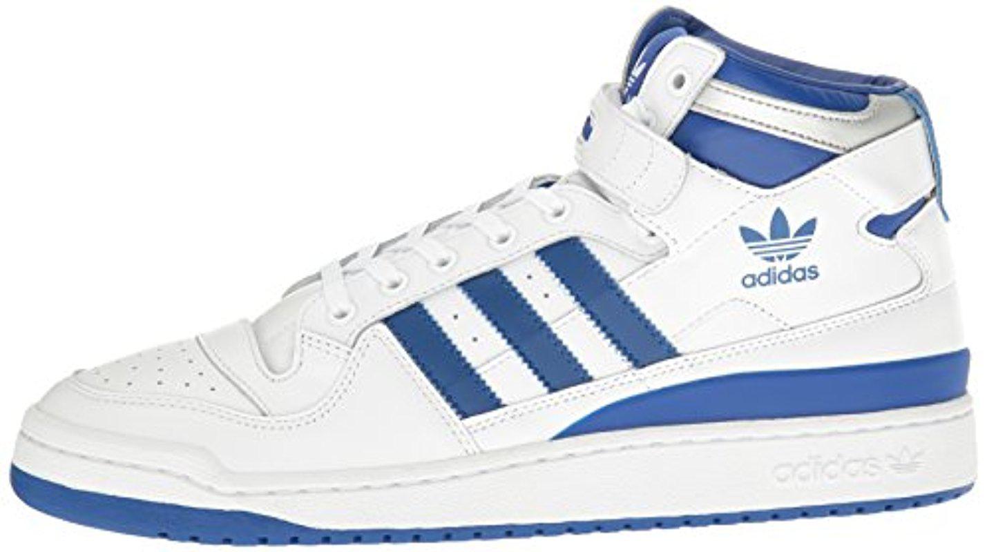 adidas Originals Leather Forum Mid Refined Fashion Sneakers in Blue for ...