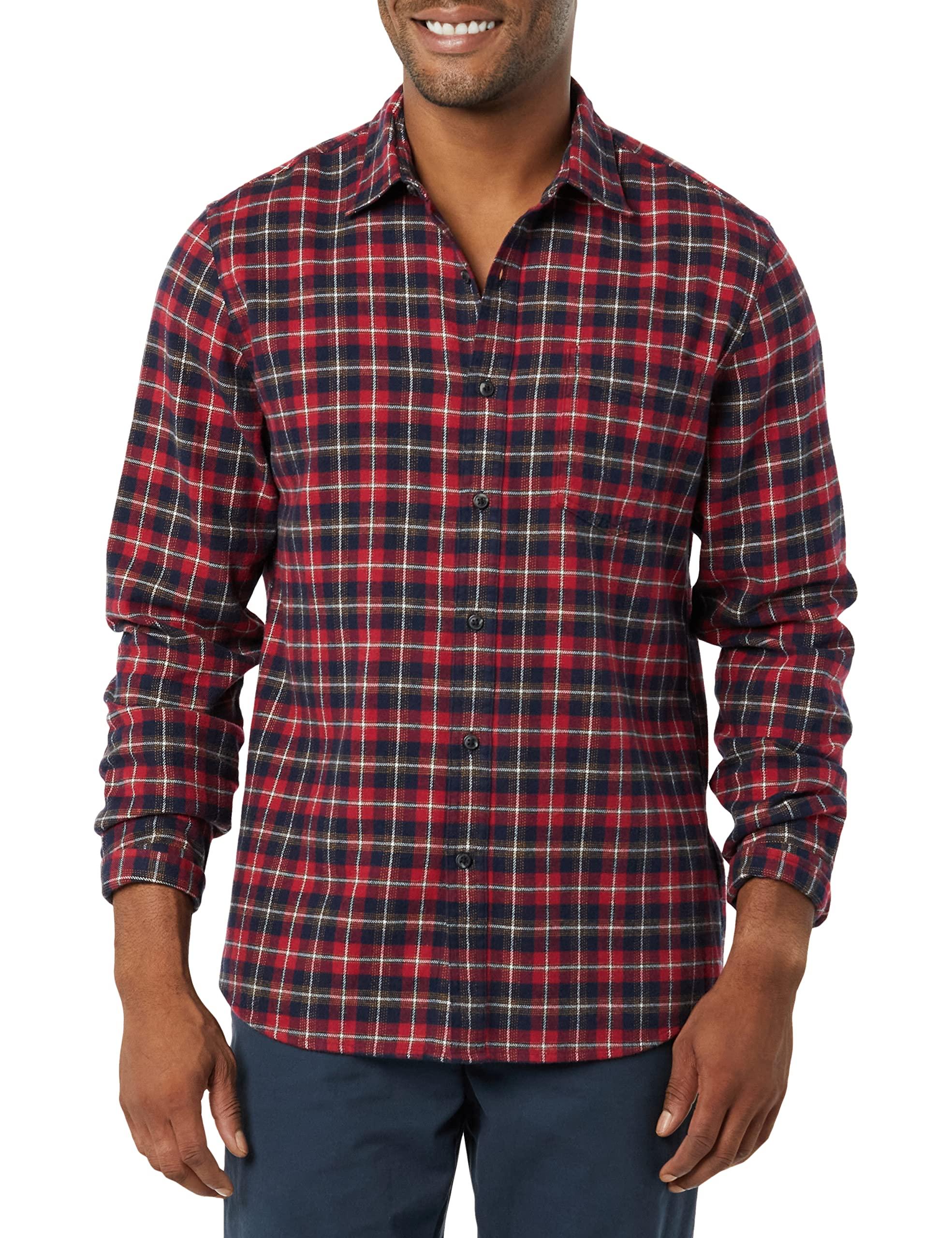 Amazon Essentials Slim-fit Long-sleeve Flannel Shirt in Red for Men | Lyst
