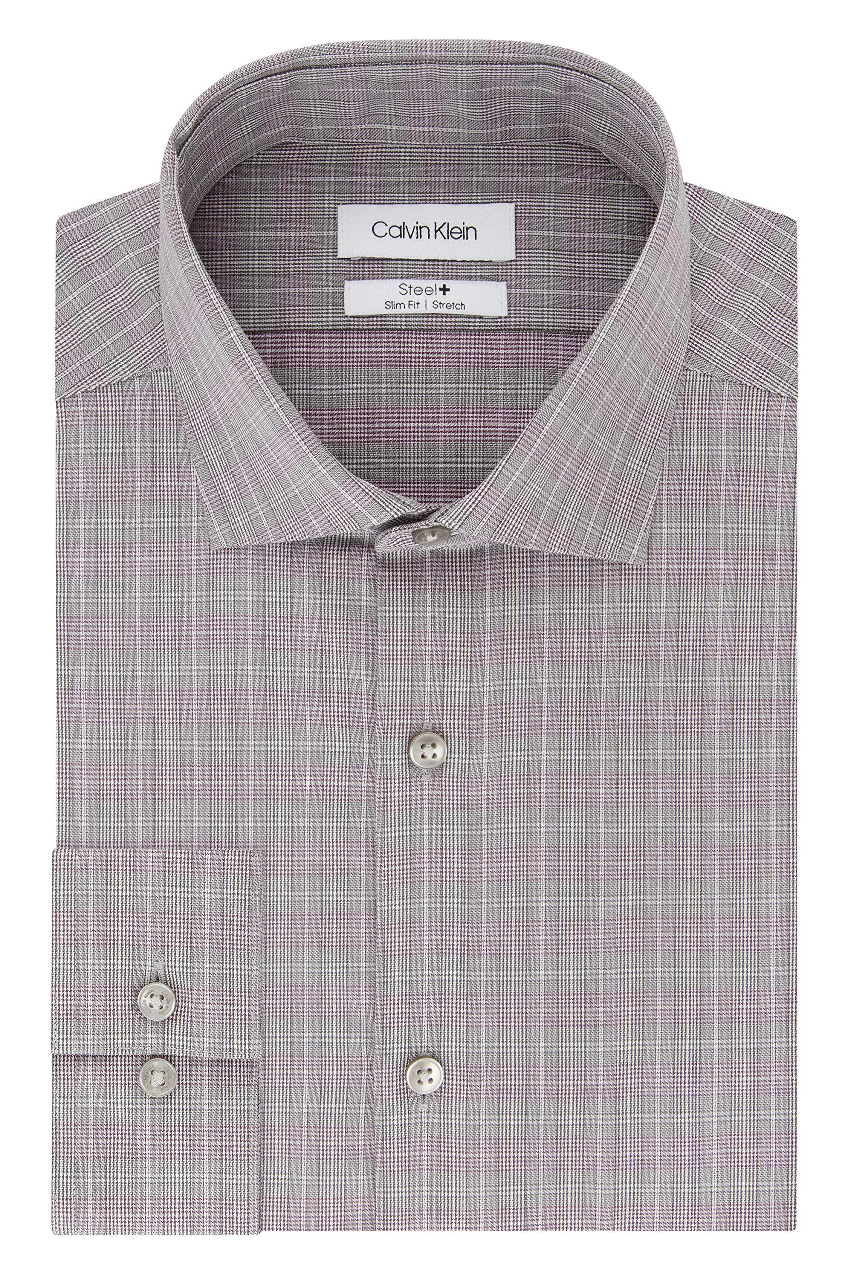 Calvin Klein Cotton Slim-fit Check Dress Shirt in Purple for Men - Save ...
