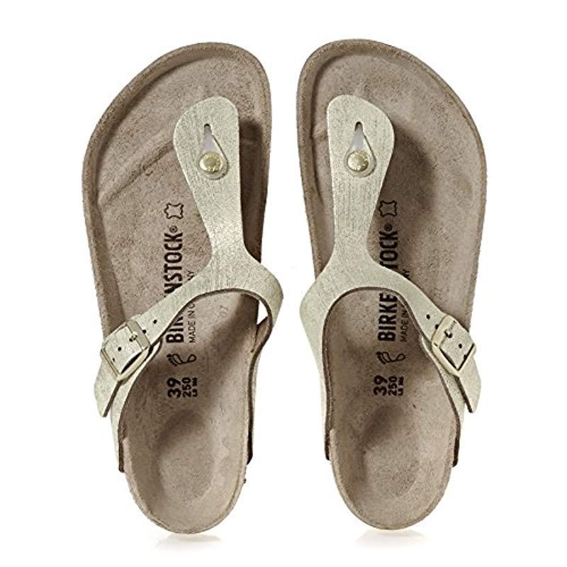 birkenstock gizeh washed metallic cream gold