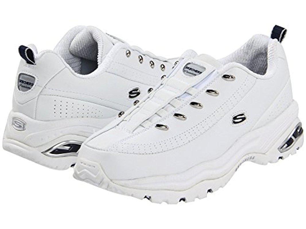 Skechers Premiums White Smooth Leather/blue Trim 8.5 - Save 51% - Lyst