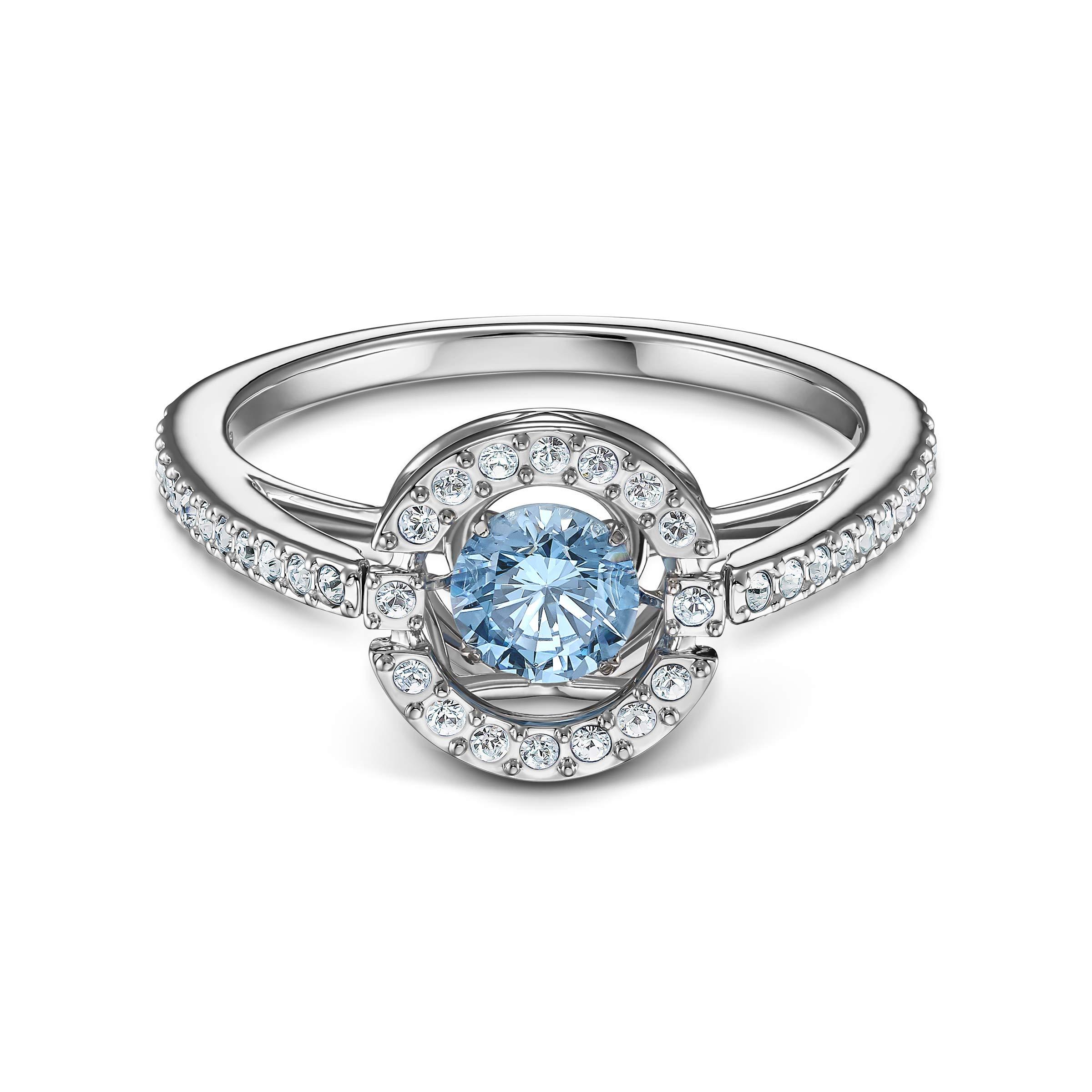 Swarovski 125 Anniversary Sparkling Dance Round Ring With White And Blue  Crystals In A Rhodium Plated Setting | Lyst