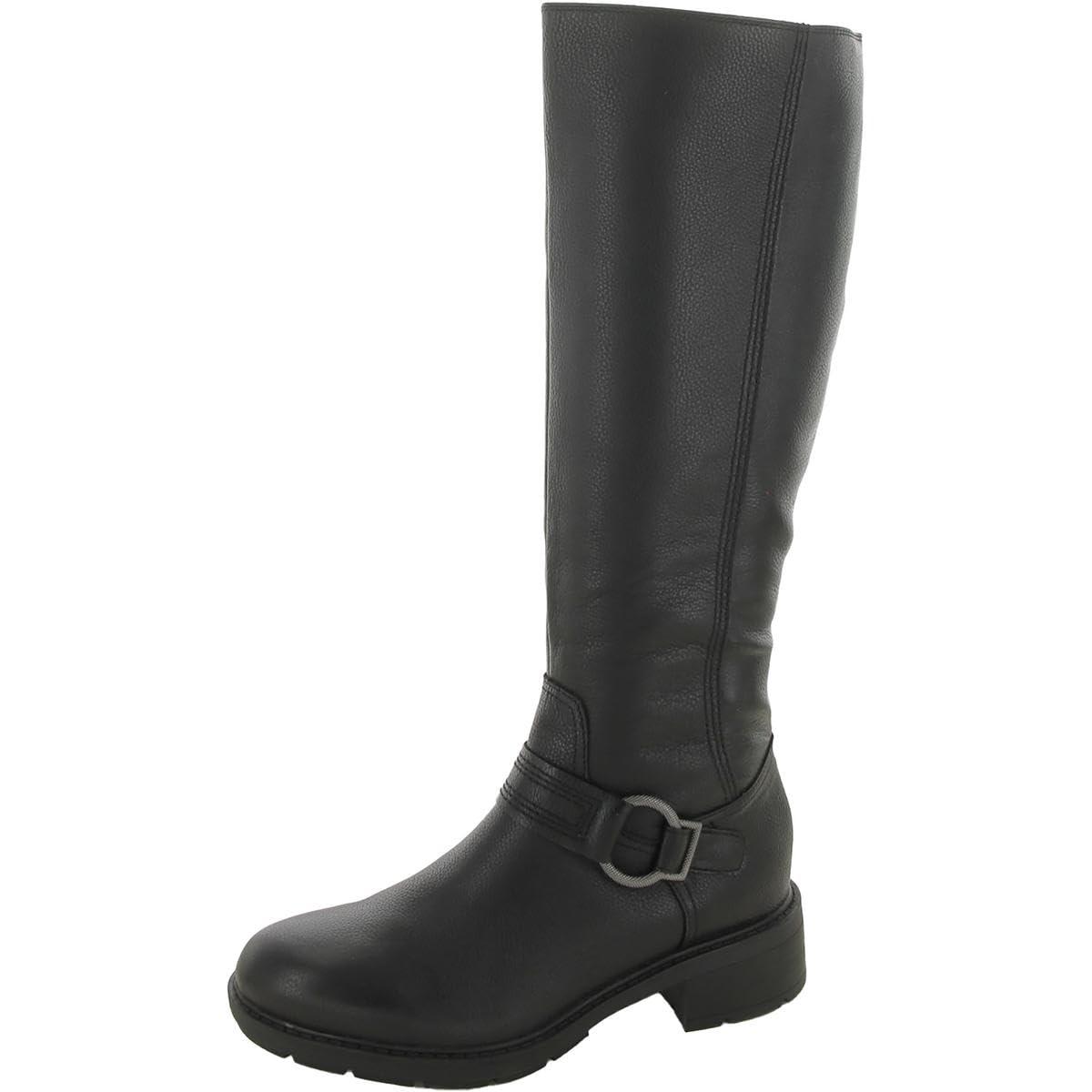 Clarks Hearth Rae Leather Harness Knee High Boots in Black Lyst UK