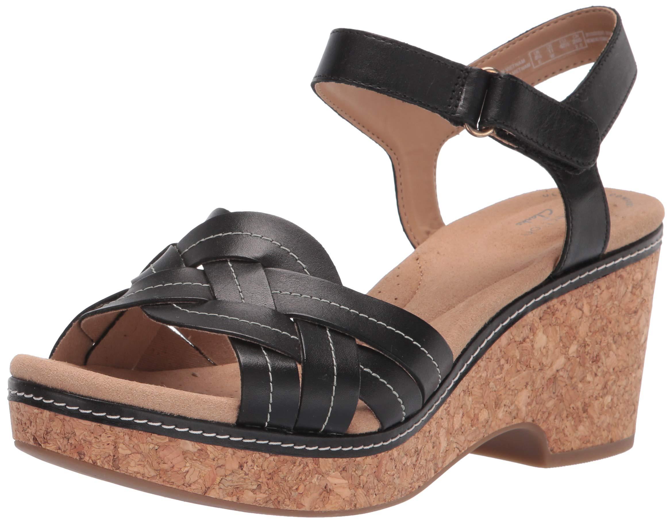 clarks black platform sandals
