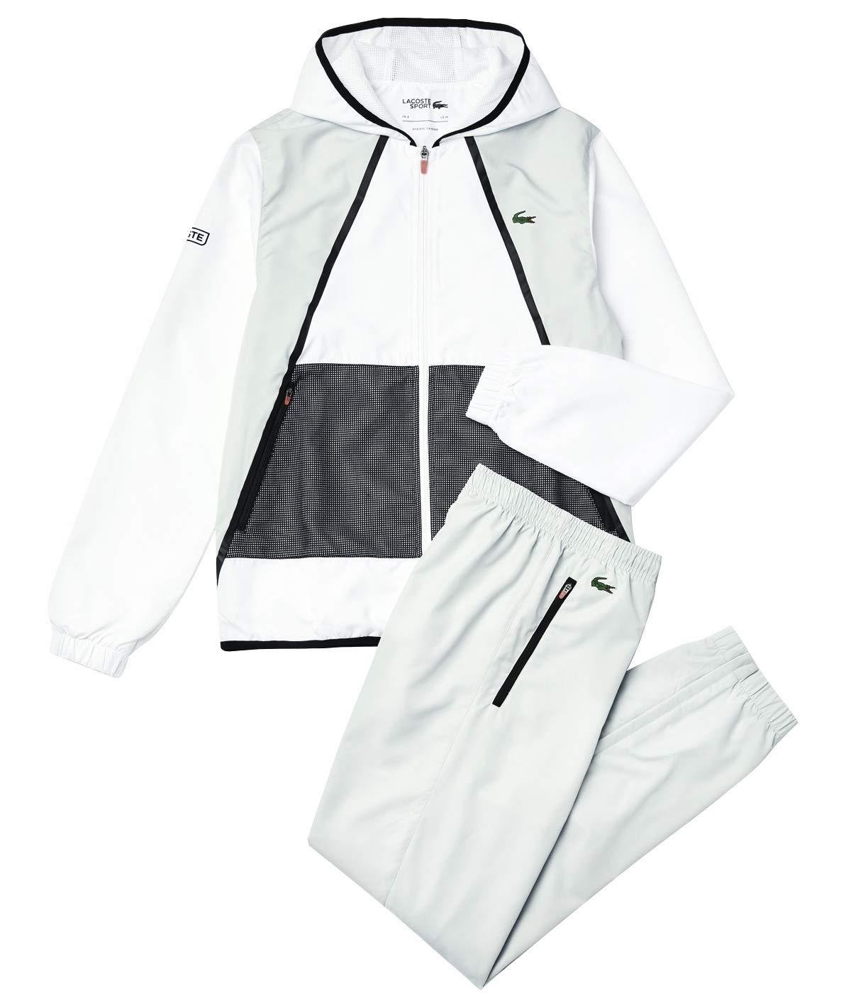 black and white lacoste tracksuit