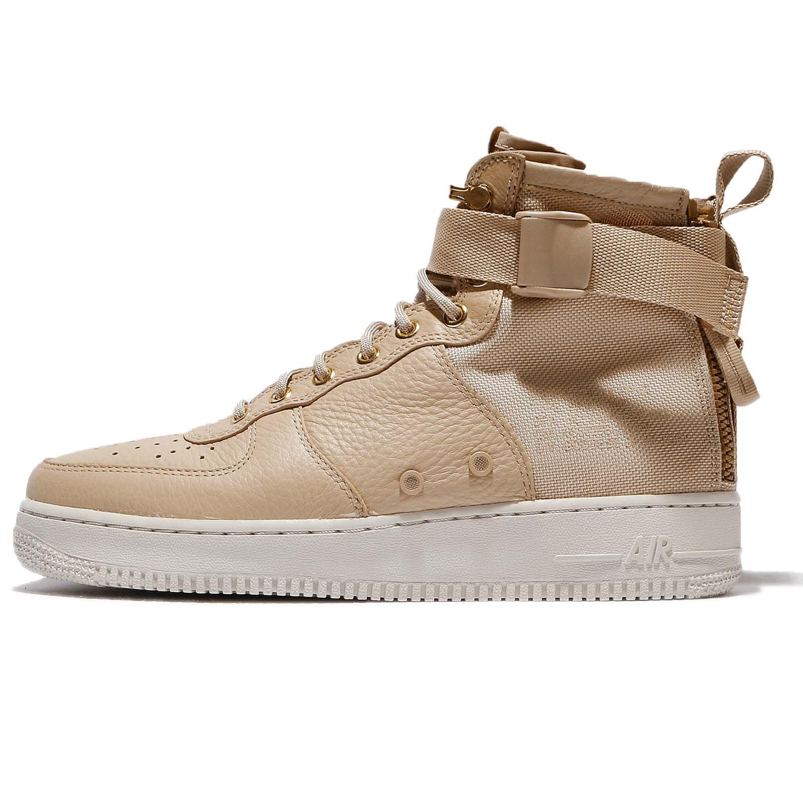Nike Sf Air Force 1 Mid Schoenen In Leer En Beige Stof 917753 200