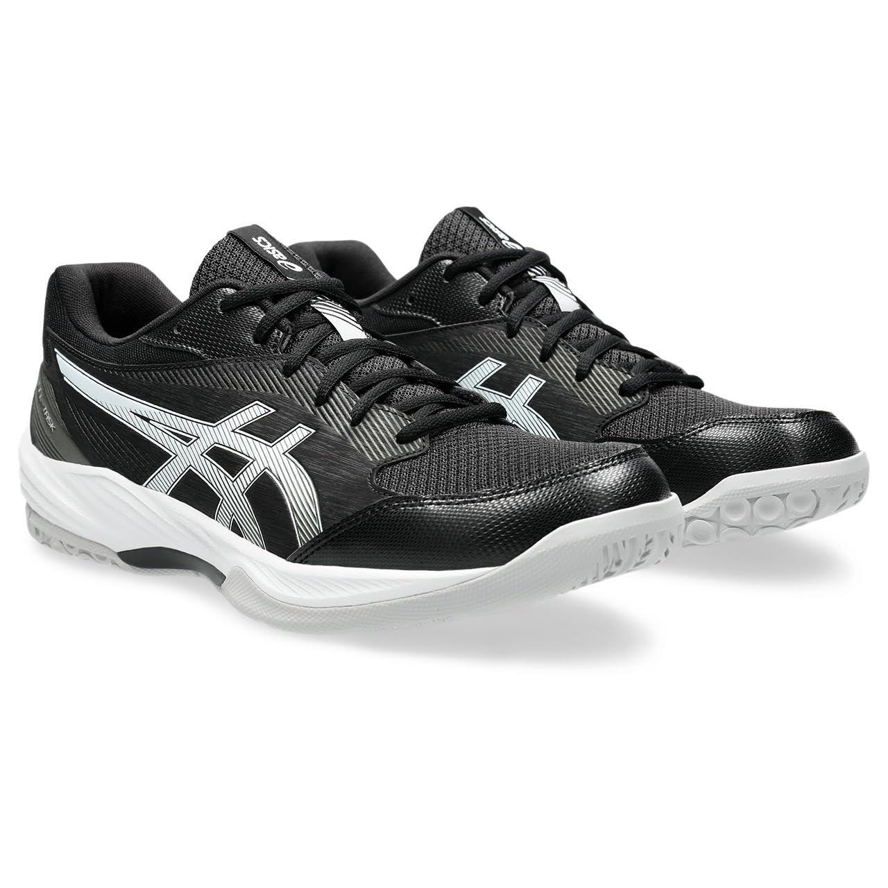 Black and white asics volleyball shoes hot sale