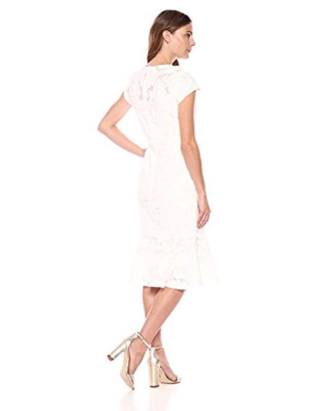 maggy london lace midi length sheath dress