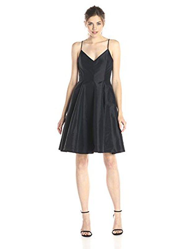 spaghetti strap black cocktail dress