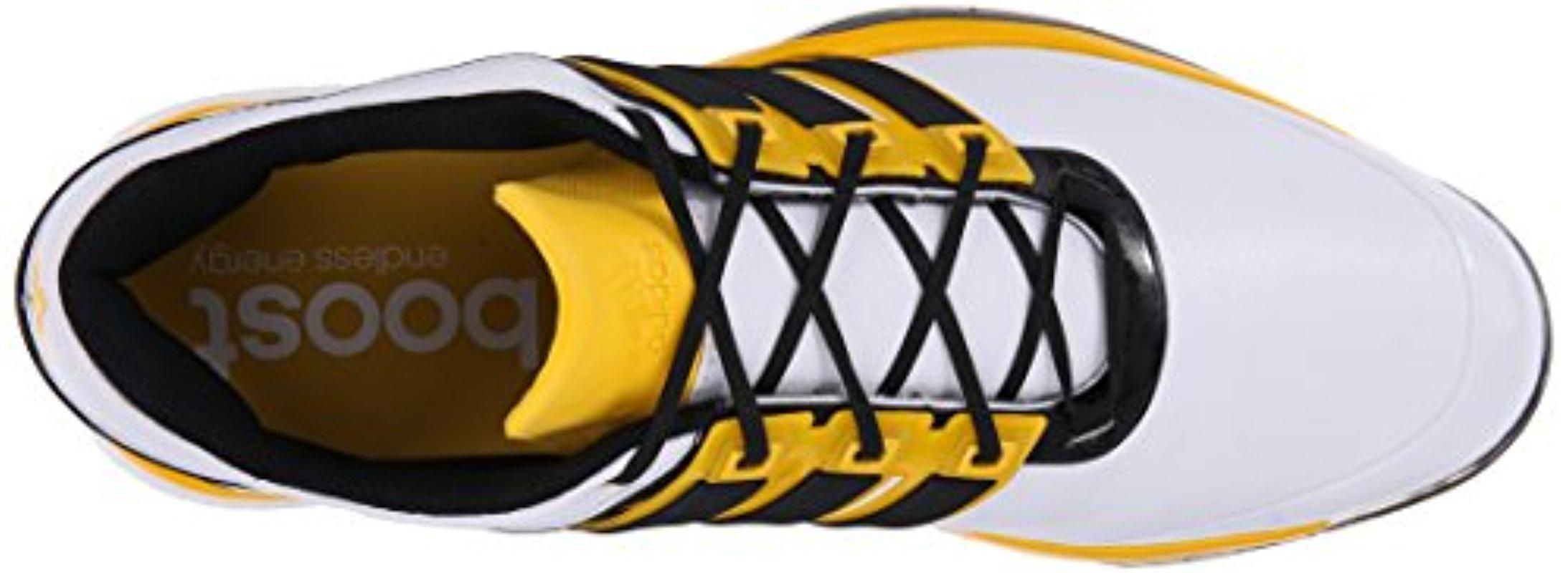 Adidas powerband boa boost golf shoes  white/black/yellow hotsell