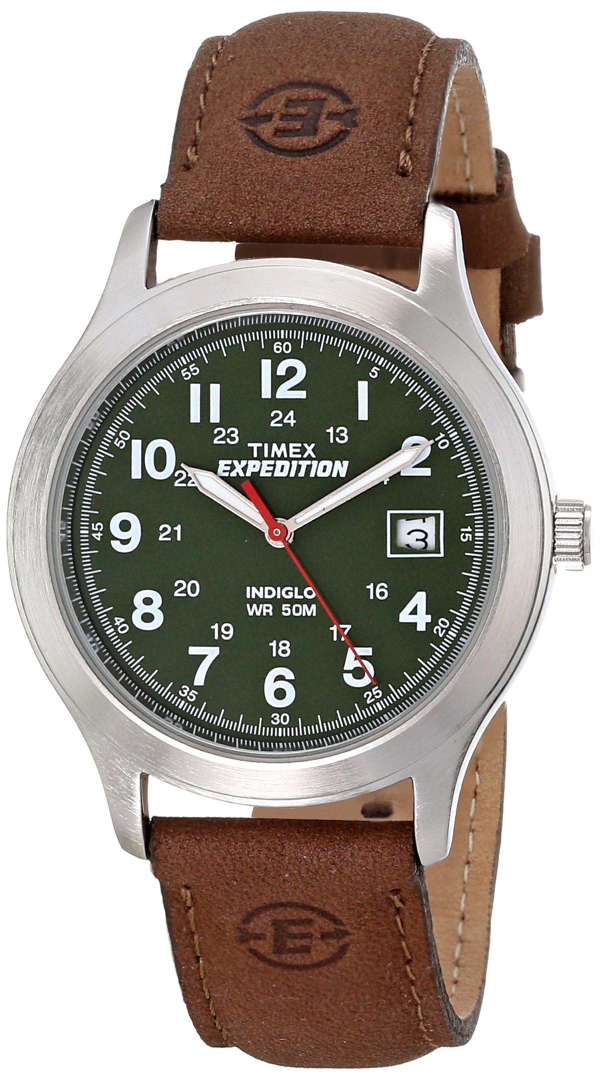 Timex T40051 Expedition Metal Field Brown/olive Leather Strap Watch for Men  | Lyst