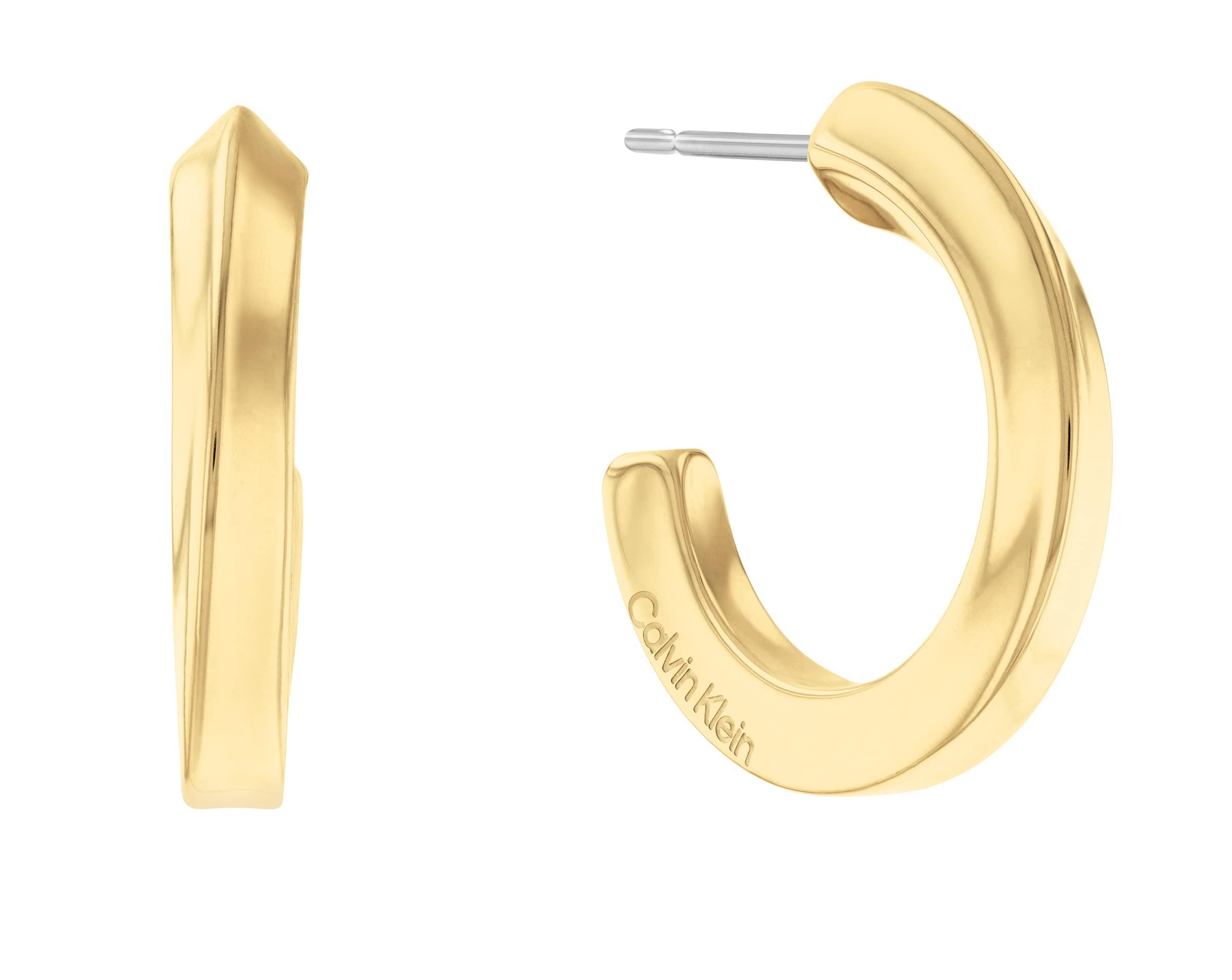 Calvin Klein Jewelry Ionic Plated Thin Gold Steel Hoop Earrings in Metallic  | Lyst