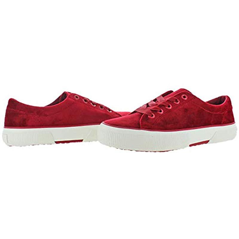 Lauren by Ralph Lauren Jolie Velvet Fashion Sneakers Shoes in Red - Lyst