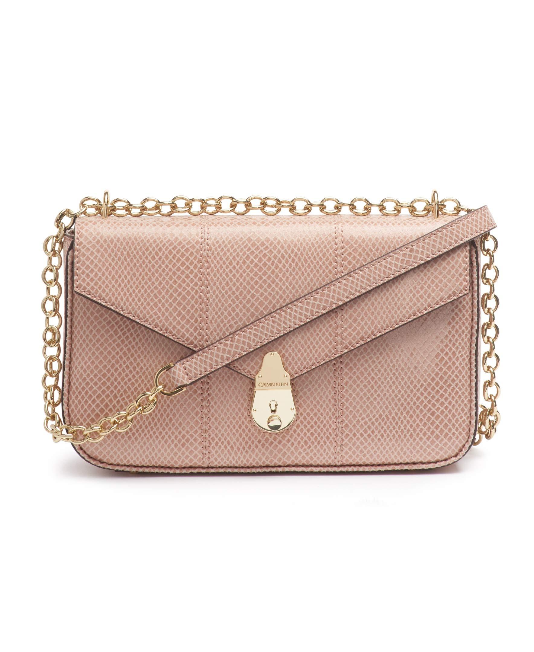 Calvin Klein Statement Series Lock Daytonna Leather Flap Convertible  Shoulder Bag & Crossbody in Pale Blush (Pink) | Lyst