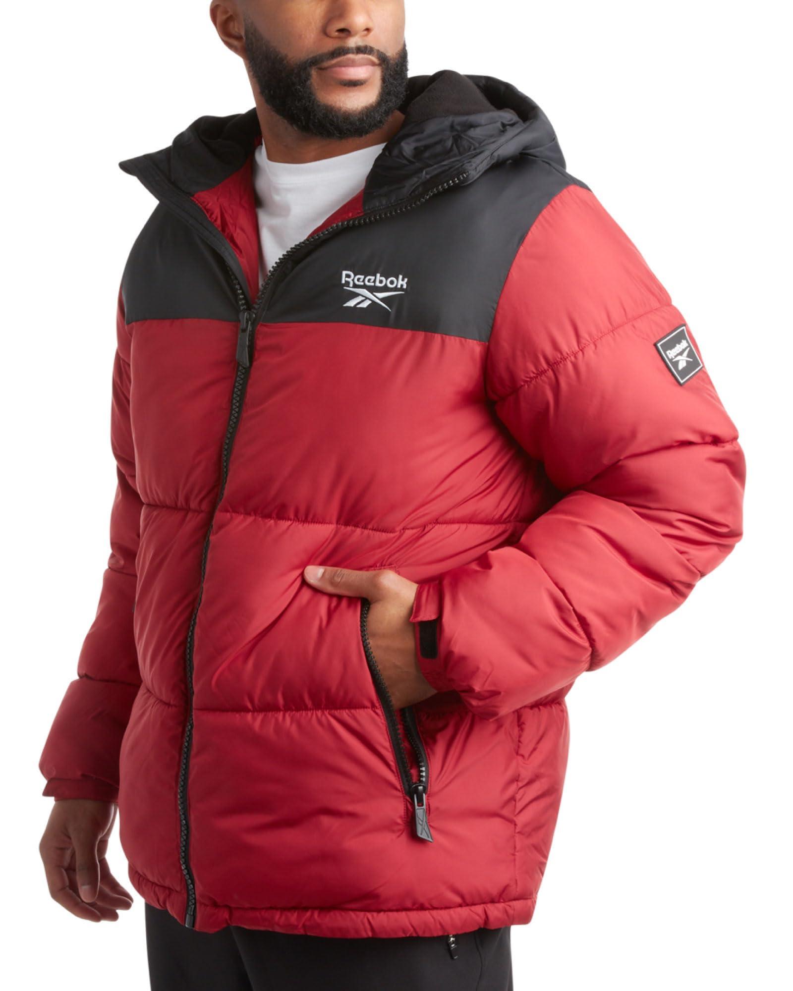 Reebok Heavyweight Quilted Puffer Coat With Wide Hood Weather Resistant Ski Jacket For in Red for Men Lyst UK
