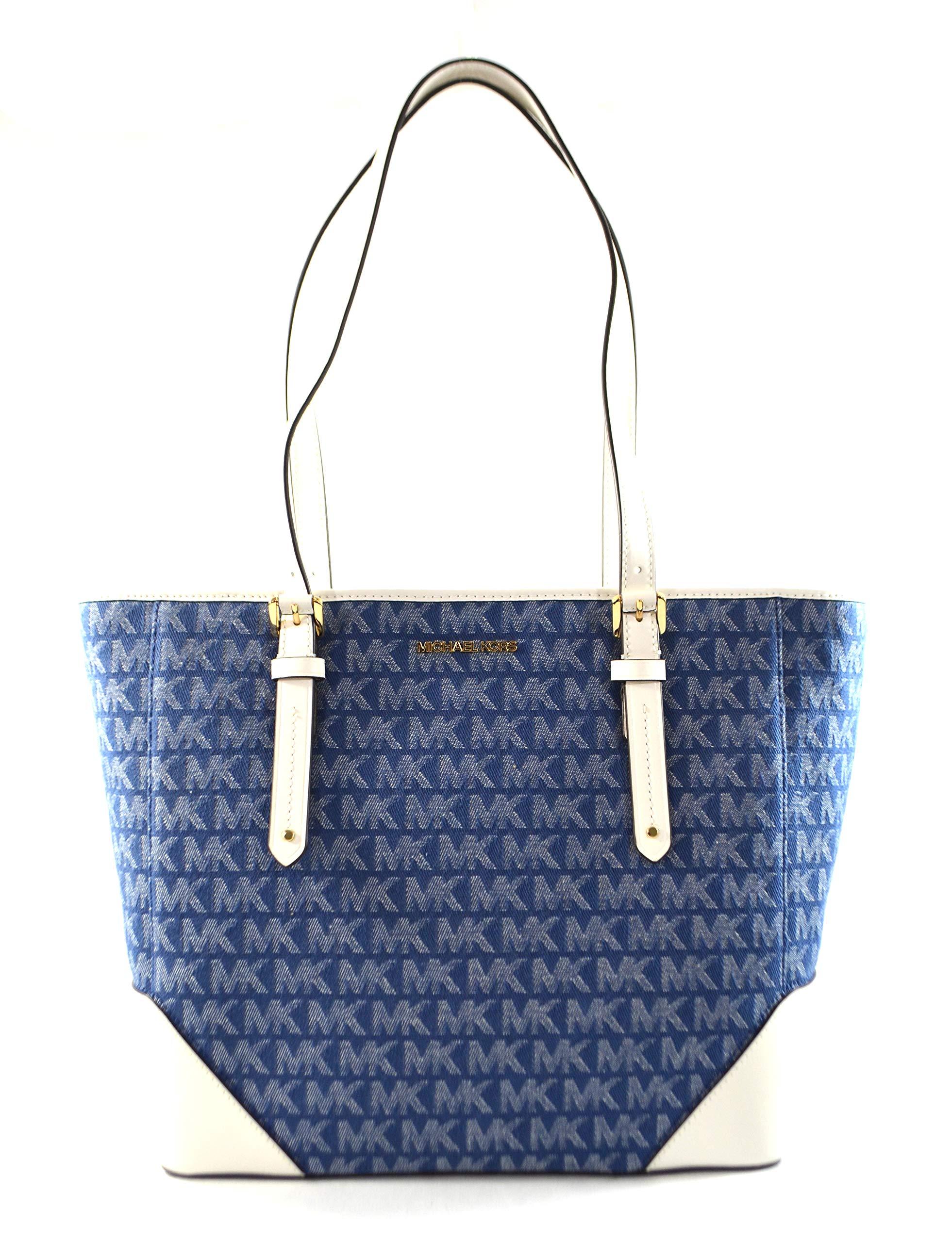 large blue handbag