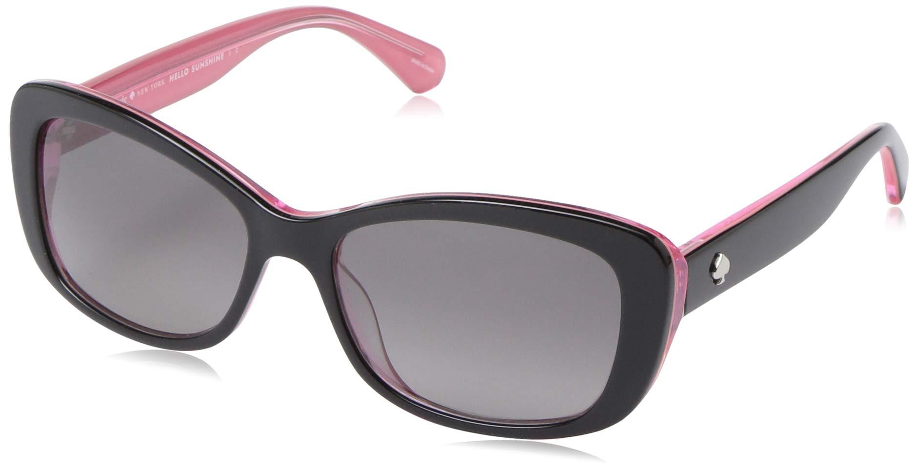 Kate Spade Claretta Rectangular Sunglasses in Black & Pink (Black