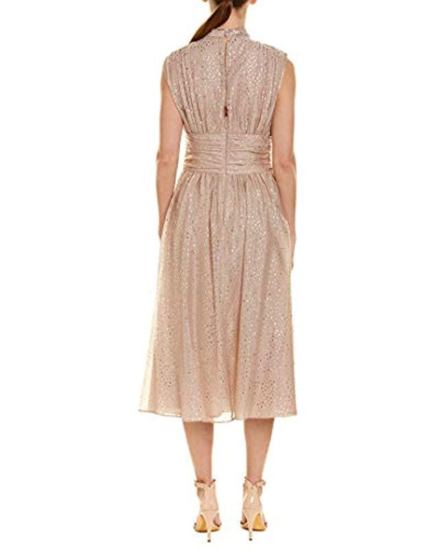bcbg metallic ruched dress