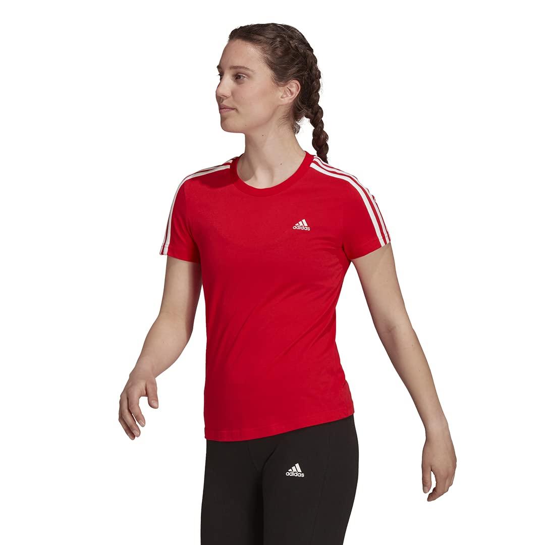 adidas Essentials Slim 3-stripes Tee in Red | Lyst