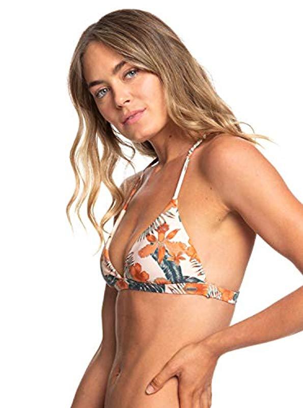 printed strappy love reversible fixed tri bikini top