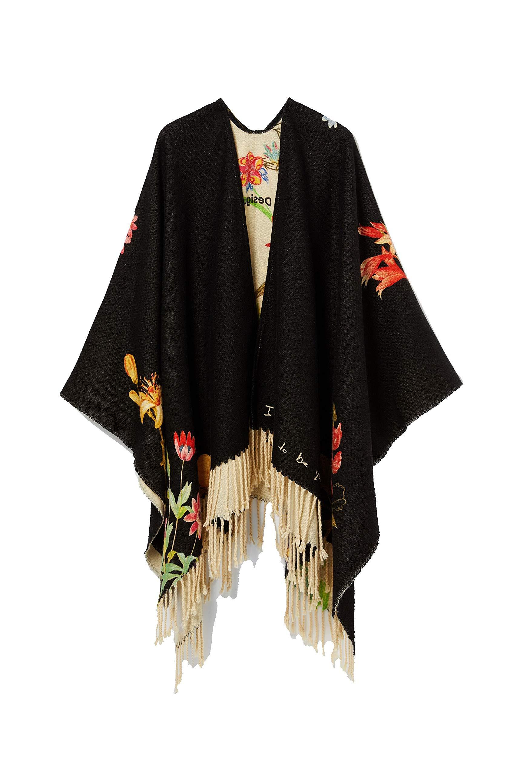 Poncho flowerish Reversible Desigual en coloris Noir Lyst