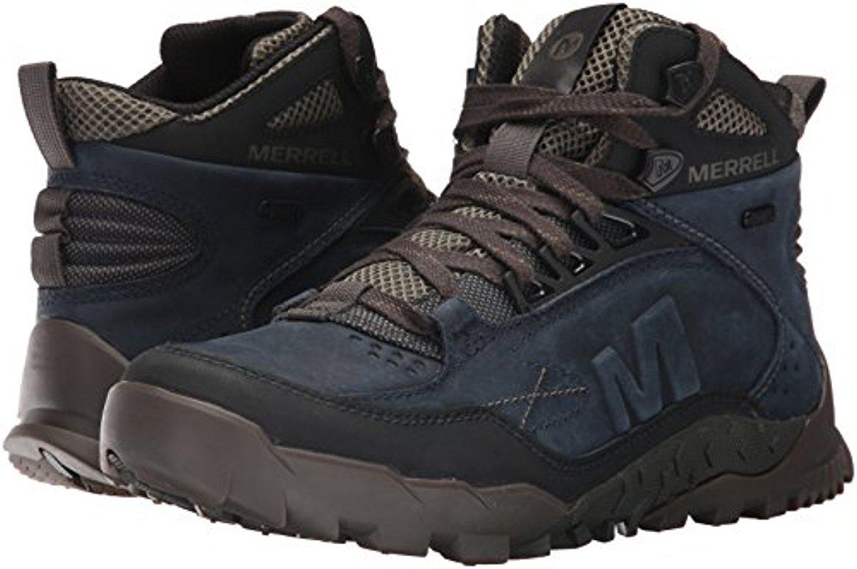 Merrell Leather Annex Trak Mid Waterproof Hiking Boot in Black for Men -  Lyst