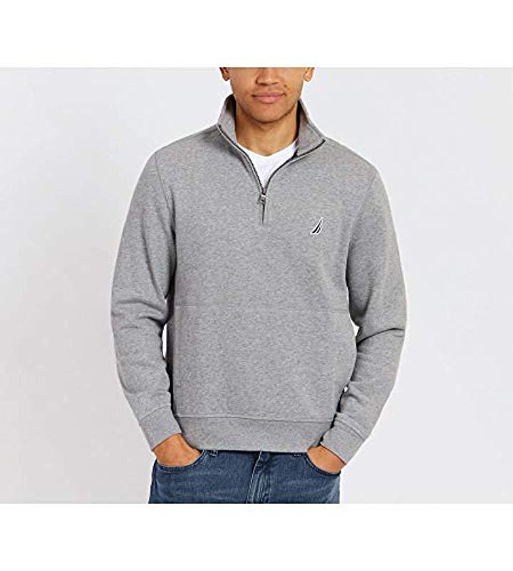 Download Nautica Mens Long Sleeve Half Zip Mock Neck Sueded Fleece ...
