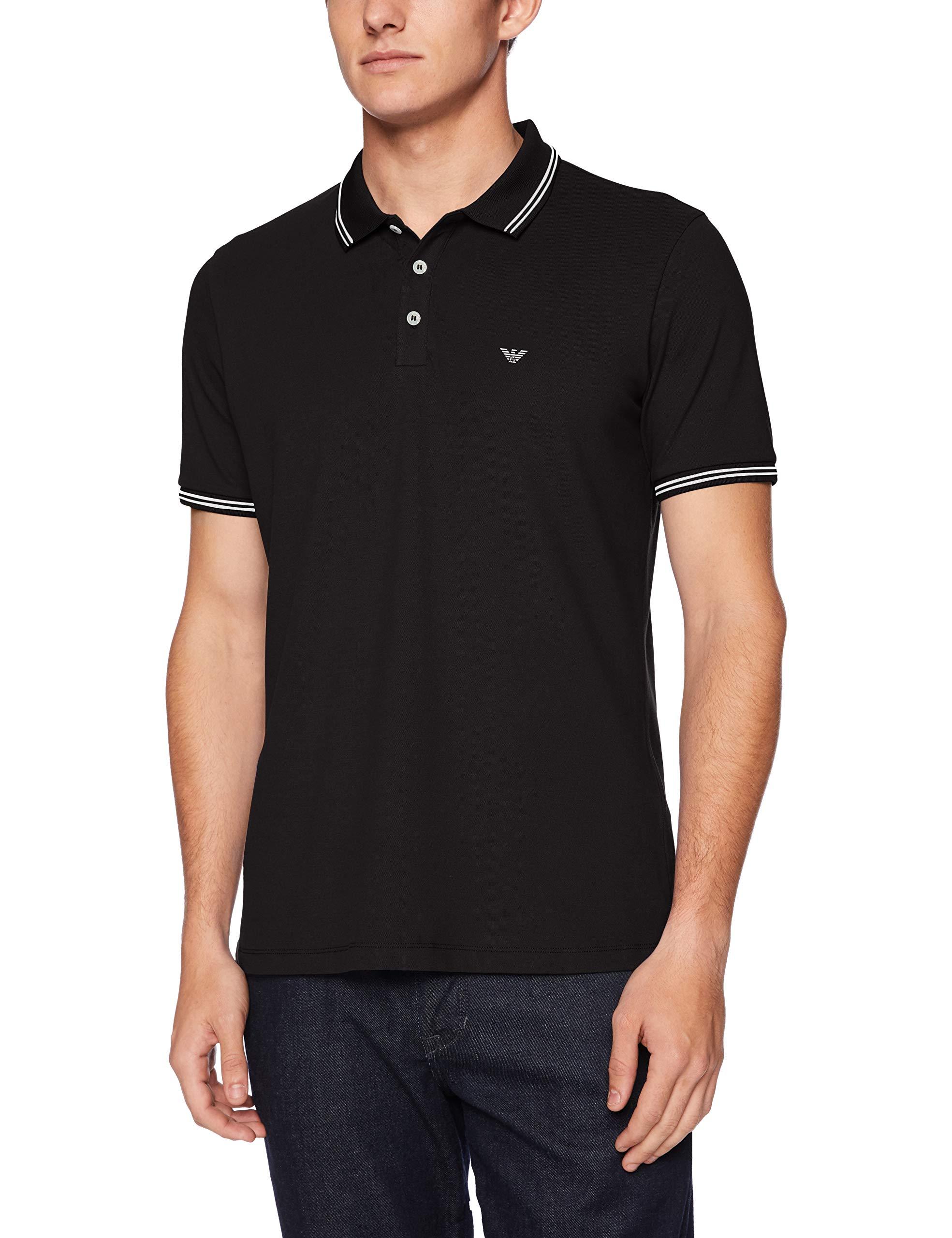 Emporio Armani Cotton Ea Collar Black Polo Shirt for Men - Lyst