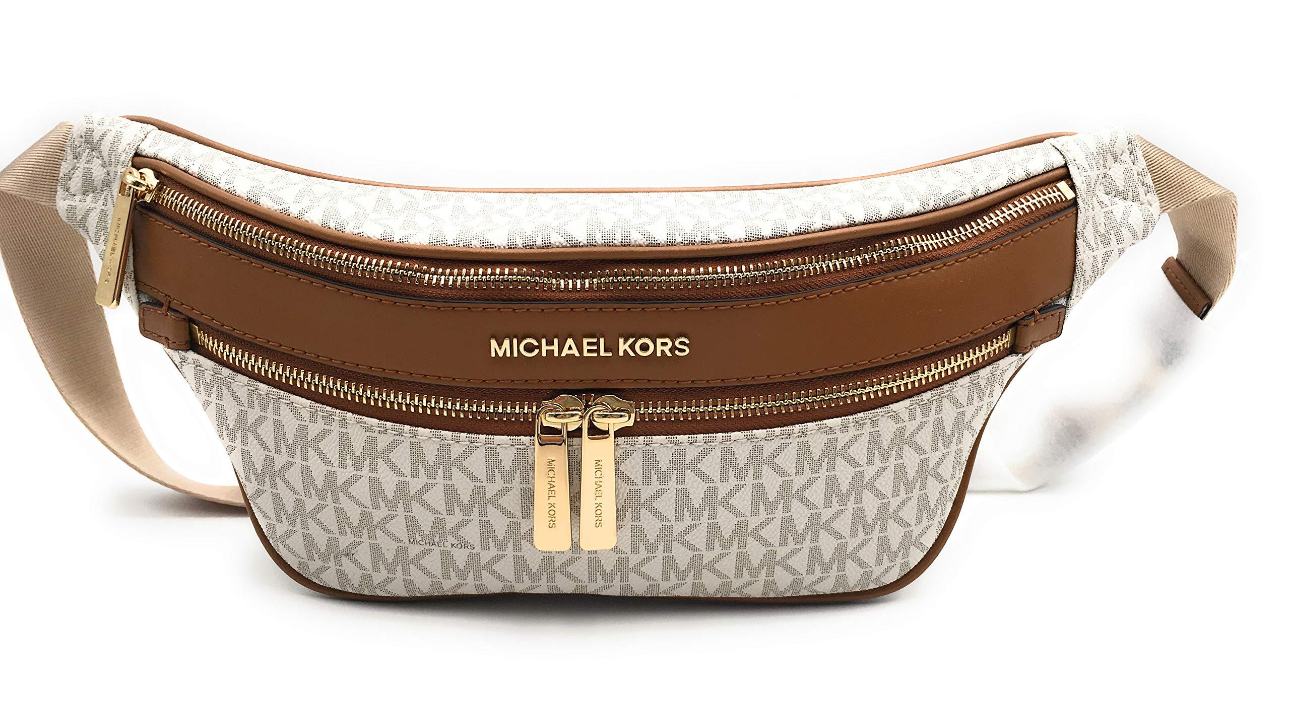 Michael Leather Mk Kenly Medium Waist Pack Bag Crossbody in White-Brown (Brown) - Lyst