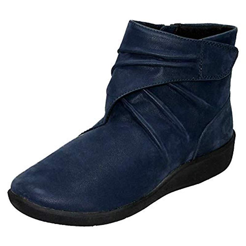 Clarks Synthetic Ladies Cloud Steppers Ankle Boots Sillian Tana in Navy ...