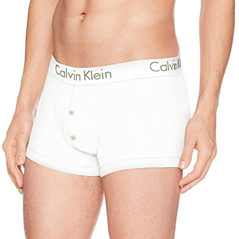 Calvin Klein Cotton Underwear Body Button Fly Low Rise Trunks in White for  Men - Lyst