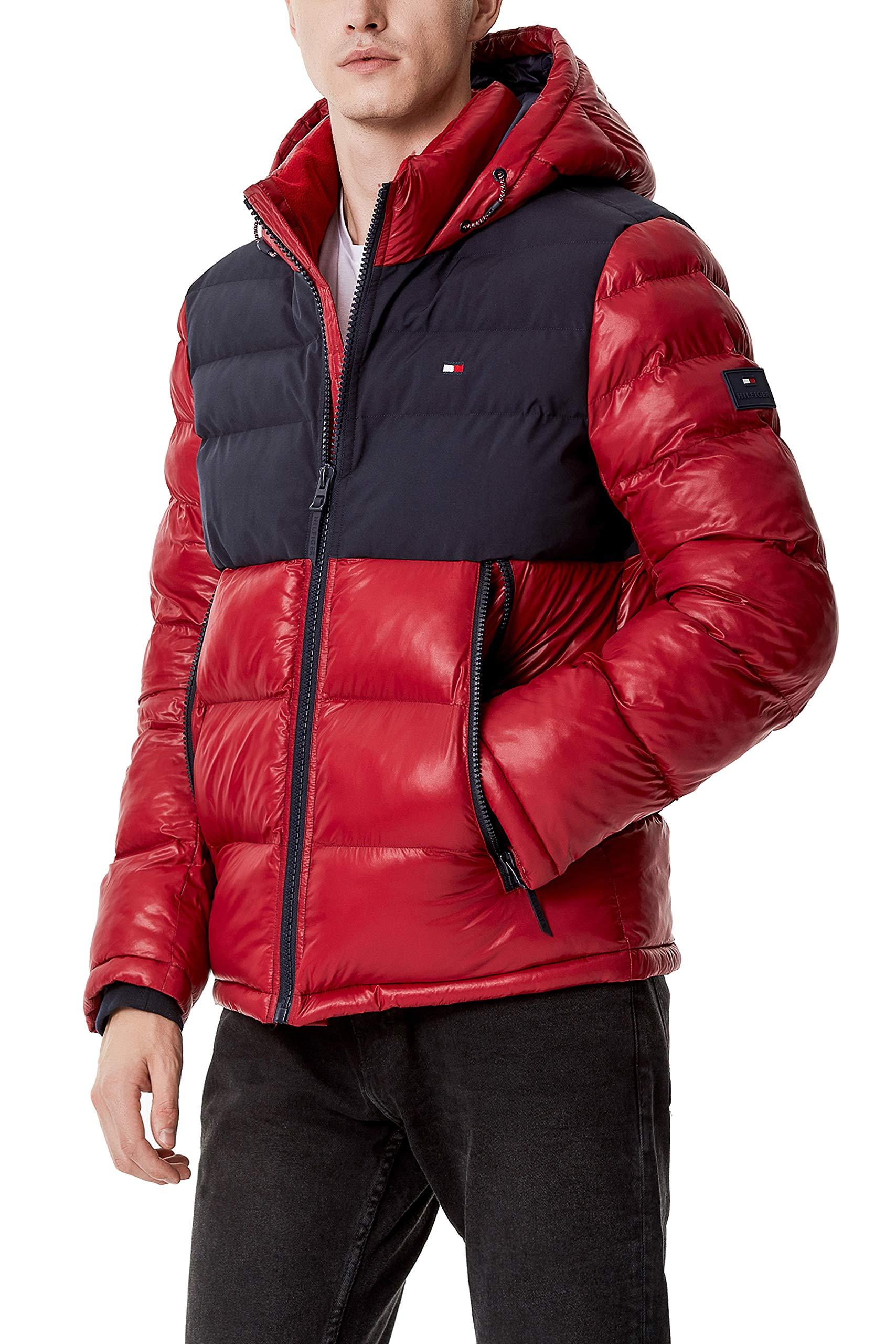Tommy Hilfiger Classic Hooded Puffer Jacket in Red for Men | Lyst