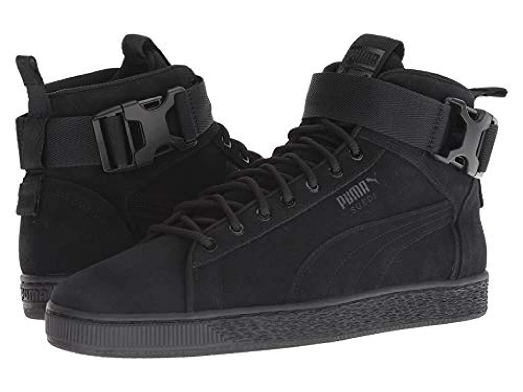 puma suede mid black