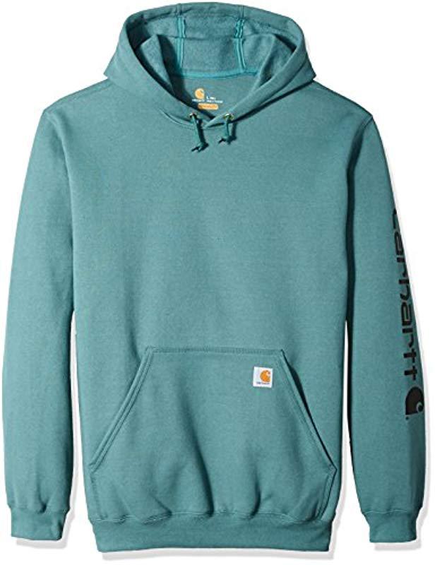 carhartt men's midweight signature sleeve logo hooded sweatshirt