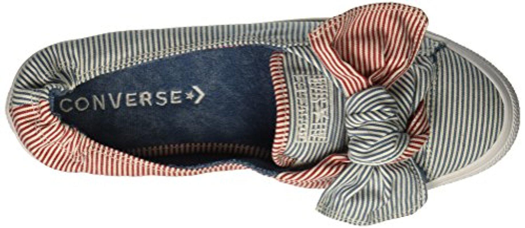 converse women's knot striped chambray slip on sneaker