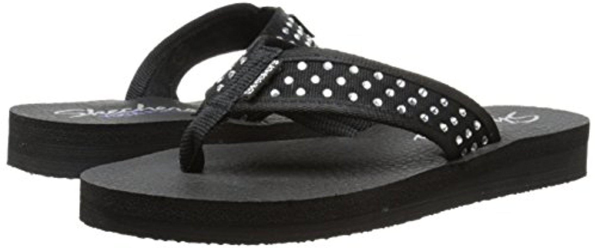 skechers black sandals with rhinestones