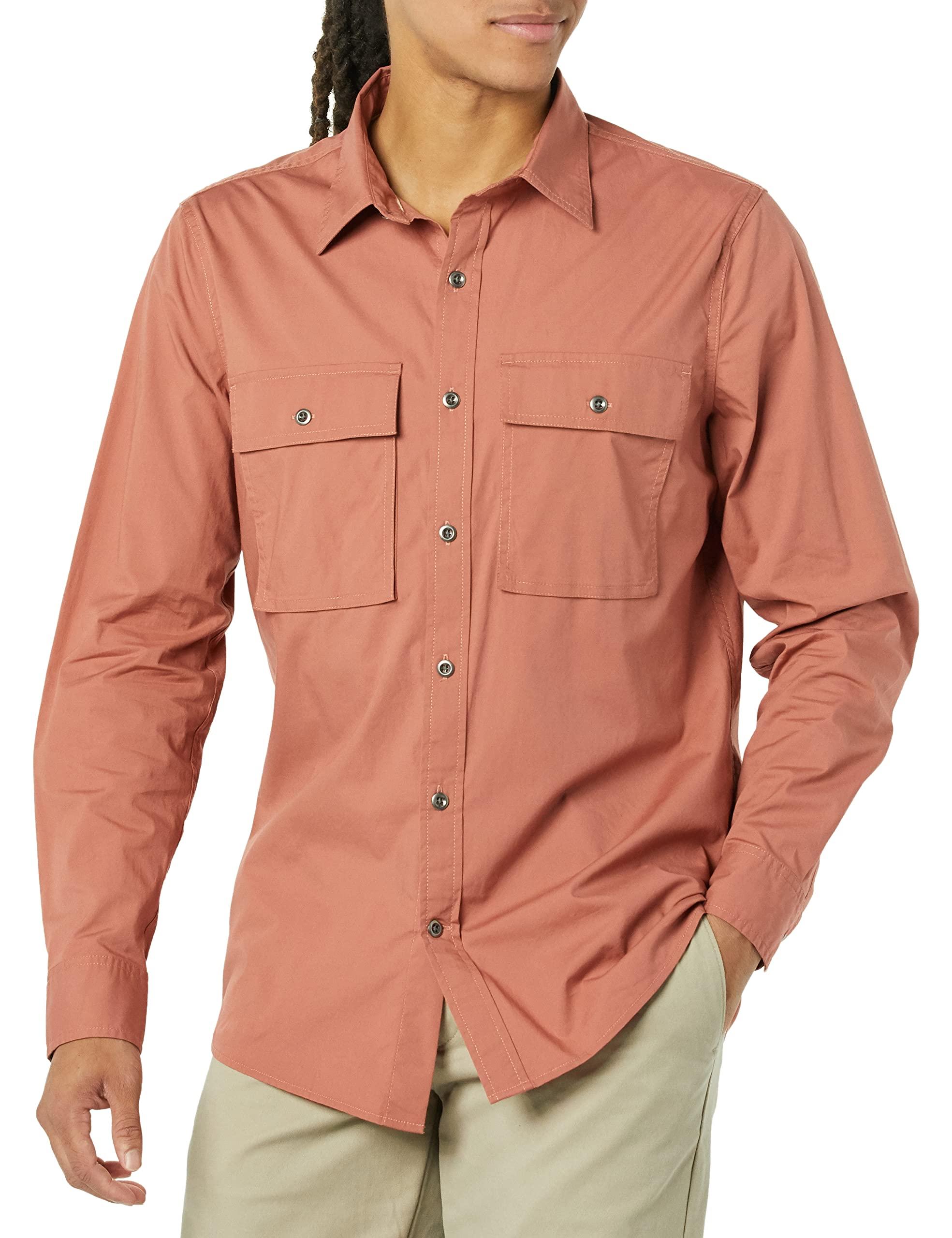 Goodthreads Standard-fit Long-sleeved Two-pocket Utility Shirt in Orange  for Men | Lyst