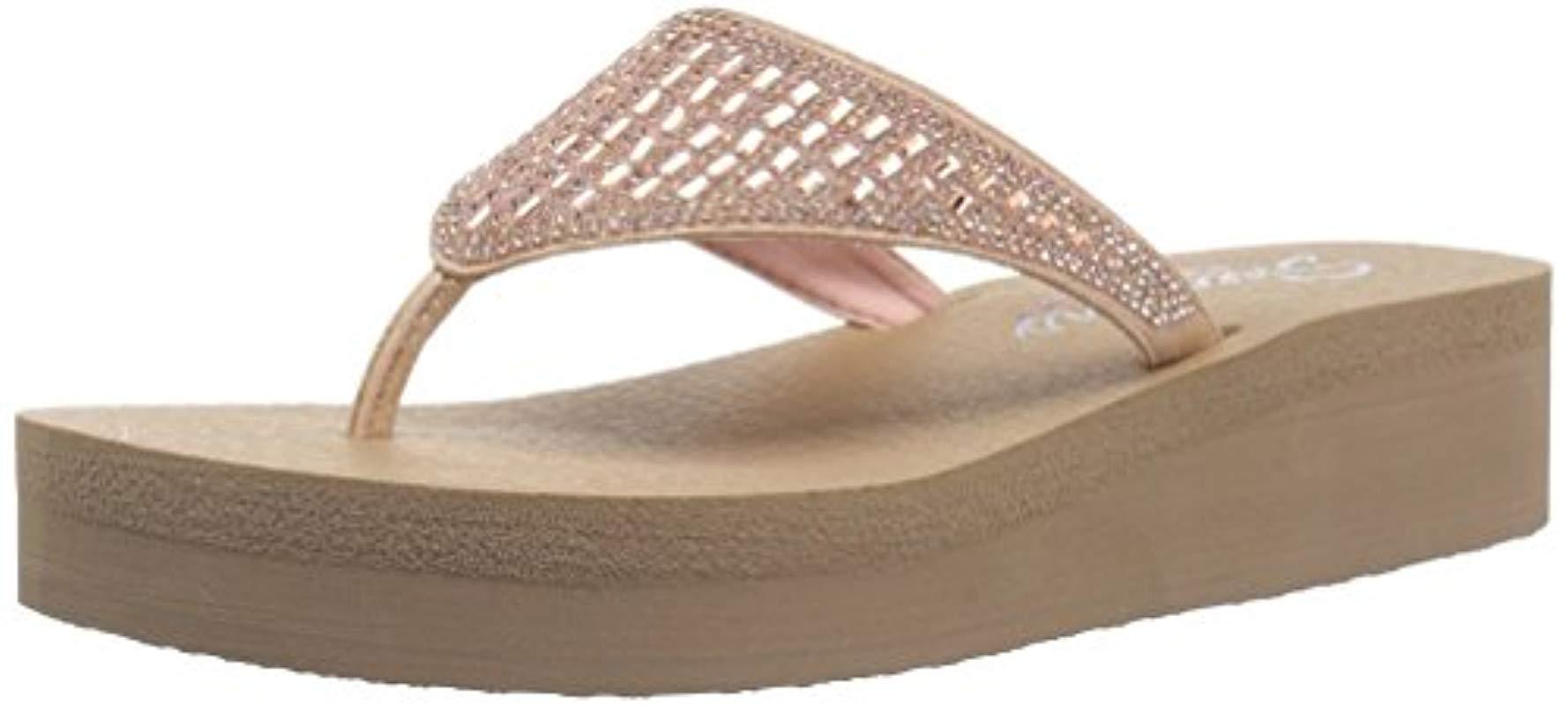 skechers rose gold flip flops