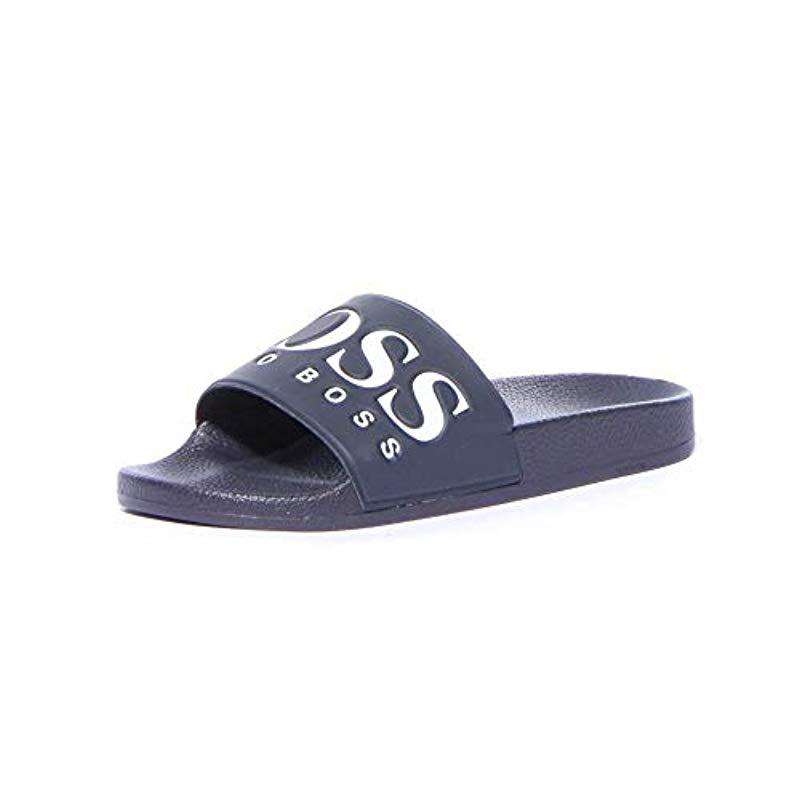 hugo boss flip flops blue